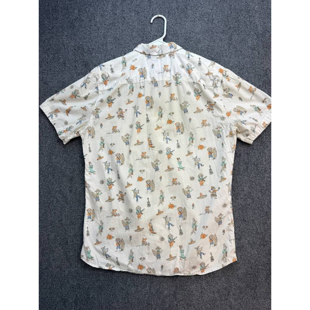 O'Neill Men's L Skeleton Surf Guitar Print Short Sleeve Button Up Shirt - Picture 7 of 8